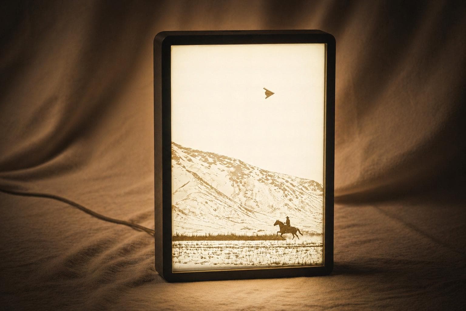 Duality of Man — plane and horse lithophane